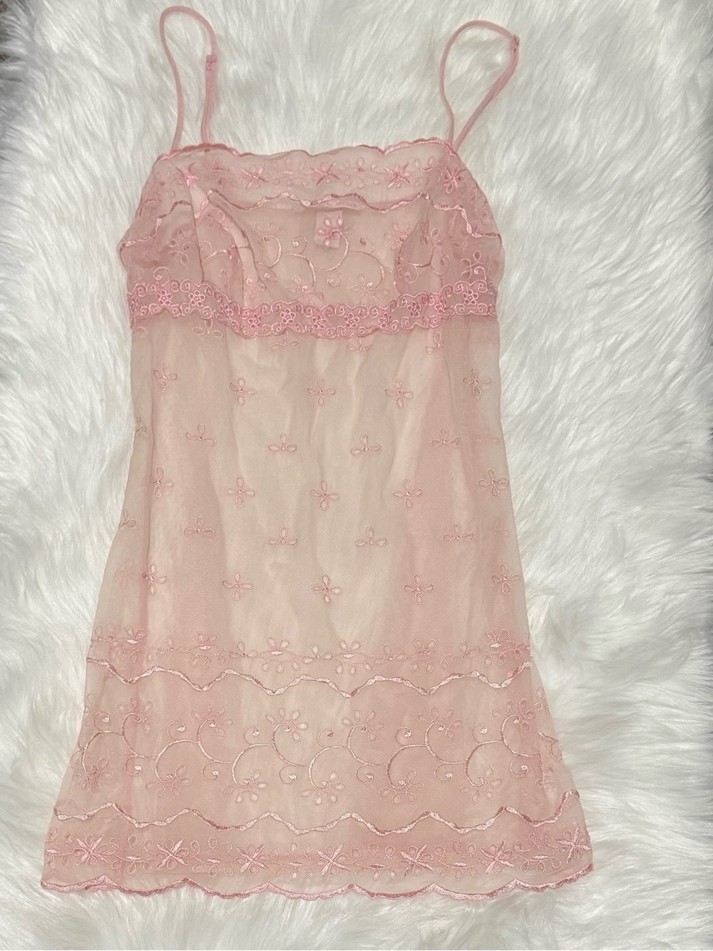 Victoria’s Secret Pink Sheer Slip Dress Vintage Y2K Size Small Lace
